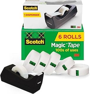 Scotch Magic Tape with Scotch Desktop Dispenser, 6 Rolls of 3/4" x 1000" | Plus 1 Desktop Tape Dispenser, Great for Repair, Wrapping and Office Applications