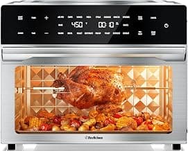 Beelicious 32QT Extra Large Air Fryer, 19-In-1 Air Fryer Toaster Oven Combo with Rotisserie and Dehydrator, Digital Convection Oven Countertop Airfryer Fit 13" Pizza, 6 Accessories, Stainless Steel