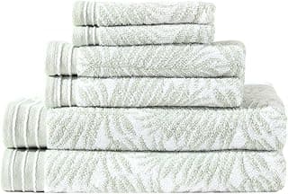 Tommy Bahama - 6-Piece Bath Towel Set, 100% Cotton Soft & Highly Absorbent Bathroom Towels, Long-Lasting Color, Dorm Room Essentials, Linear Palms Green