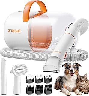 oneisall Dog Grooming Vacuum - 15000Pa Suction, Captures 99% Pet Hair to Reduce Shedding, Dog Grooming Clippers & Quiet Brush (≤59dB) with 4 Accessories, 2L Dust Canister for Home Cleaning(Orange)