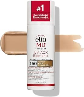 UV AOX Elements Tinted Mineral Face Sunscreen Lotion, Tinted Moisturizer for Face SPF 50 with Antioxidants