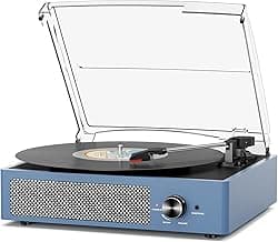 Vinyl Record Player with 2 Stereo Speakers Belt-Driven Vintage Turntables 3 Speed 3 Size Wireless Bluetooth Playback AUX-in RCA Out Headphone LP Vinyl Players Auto Stop Frosted Purple