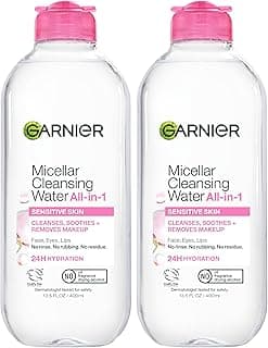 Garnier Micellar Water, Hydrating Facial Cleanser & Makeup Remover, Suitable for Sensitive Skin, Vegan, Cruelty Free, 13.5 Fl Oz (400mL), 2 Count