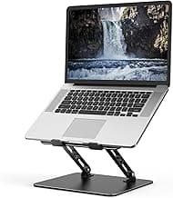 Adjustable Laptop Stand for Desk, Metal Laptop Riser Holder | Portable Desktop Book Stands, Foldable Ventilated Cooling Computer Notebook Stand Compatible with 10-15.6” Laptops, Tablets