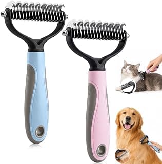 2PCS Pet Knotter for Dogs,Pet Grooming Brush, Dog Brush, Deshedding Grooming Comb Fur Brushes, Double Sided Shedding Brushes For Dogs And Cats (Blue+Pink)