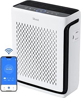 LEVOIT Air Purifier for Home Pets Bedroom Up to 1073Ft² Washable Pre-Filter | Quiet HEPA Sleep Mode for Pets, Allergens, Dust, Pollen, Smoke, Smart Air Quality Monitor, AHAM VERIFIDE, Vital 100S-P, White