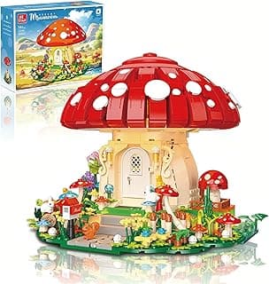Dreamy Mushroom House Building Blocks Set with LED Light, Fairy Tale Forest House Building Kit with Cute Animals, Botanical Collection Display Model, Ideal Gift for Teens Adults(1296PCS)