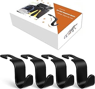 4-Pack Car Headrest Hooks Holds 55lbs Seat Storage Organizer for Bags | Durable ABS Material, 360° Rotating, Car Hanger for Backpack Umbrella Water Bottle Coat Purses Handbags Groceries, Black
