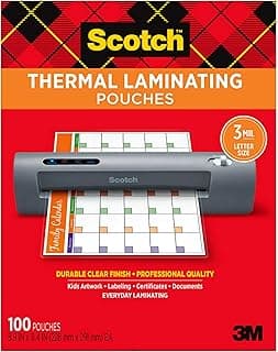 Scotch Thermal Laminating Pouches, 8.9 x 11.4 Inches, Letter Size Sheets | 100-Pack, 3 mil., For Use With Thermal Laminators