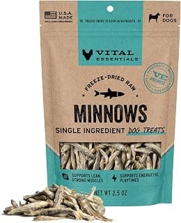 Vital Essentials Freeze Dried Minnows Dog Treats, 2.5 oz Bag