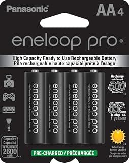 Panasonic BK-3HCCA4BA eneloop pro AA High-Capacity Ni-MH Pre-Charged Rechargeable Batteries, 4-Battery Pack