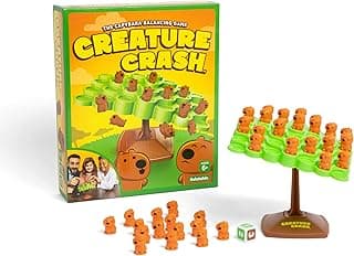 Creature Crash by Relatable, The Capybara Balancing Game, Great Kids Games and Family Game Night Essentials, Includes 49 Capybaras, 1 Balancing Board, 1 Pillar Base, 1 Die, and Instructions