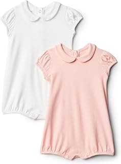 Amazon Essentials x Sofia Grainge Baby Girls' Cotton Short Sleeve Romper with Peter Pan Collar