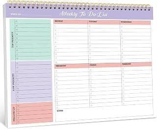 Taja Weekly To Do List Notepad, Undated Weekly Planner Pad, 8.5" x 11"