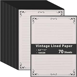 70 Sheets Vintage Lined Stationery Paper, 8.5'' x 11'' Letter Writing Paper with 100Gsm Lined Letter Paper for Writing Letters, Invitations, Crafts