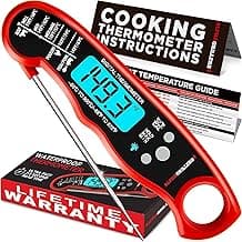 Alpha Grillers Instant Read Meat Thermometer Digital, Cooking, Food, Grill | 1-2 Second Ultra-Fast Response Time, Bright Backlit Display, Waterproof (IP67), Pre-Calibrated & Ready to Use