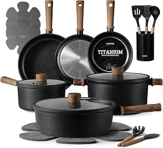 CAROTE 21pcs Pots and Pans Set, Nonstick Cookware Sets