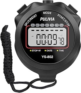 Stopwatch Timer, Digital Stop-Watch for Sports, Black | Multi-function Stopwatch with Single Split/Lap Timing, Button Beep Alarm Clock, Ideal for Coaches Kids PE-teacher