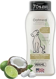 Wahl USA Dry Skin & Itch Relief Pet Shampoo for Dogs – Oatmeal Formula with Coconut Lime Verbena Scent & Pet Friendly Formula, 24 Oz - Model 820004A | Oatmeal Formula Moisturizes Skin & Provides Itch Relief For Sensitive Skin Dogs, Pet Friendly Formula - Model 820004A