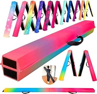 Marfula 6 FT / 8 FT / 9 FT Folding Gymnastics Beam Foam Balance Floor Beam | Extra Firm Foam Balance Beam with Suede Cover,Anti slip Bottom with Carry Bag,Fold Gymnastic Equipment For Kids Home Club Use