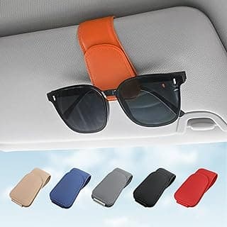 Sunglass Holder for Car Sun Visor Sunglasses Clip Car accessories -Orange | sun visor organizer, ticket card clip, eyeglass sunglasses holder, one-handed magnetic, anti-scratch, car decor for truck SUV