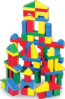 Melissa & Doug 100 Wooden Building Blocks with Storage Box