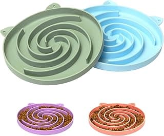 Bifeaw Slow Feeder Cat Bowl, Easy to Clean Silicone Bowl, Ideal for Dry and Wet Food (Green and Blue)