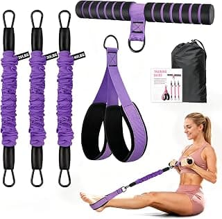 Pedal Resistance Bands with Handles, Adjustable Resistance Bands, Max 90Lbs | Adjustable natural latex bands with handles & pedals. 7 levels max 90 lbs. Perfect workout equipment for yoga & home gym