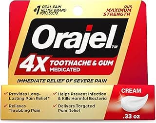 Orajel 4X for Toothache & Gum Pain: Severe Cream Tube 0.33oz- From Oral Pain Relief Brand