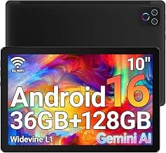 URAO Tablet,10.1" Android 16 Tablet Octa-core 36GB+128GB Dual Camera | 1280x800 IPS HD Touchscreen 6000mAh Battery Wi-Fi 6,BT 5.4 GMS 36GB(6+30) RAM 128GB ROM Support 1TB Expansion 5MP+8MP cameras
