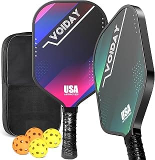 Pickleball Paddles Set of 2 with 4 Balls & Storage Bag for Beginners, Pros
