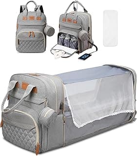 JSTPRO Diaper Bag Backpack, Large Diaper Bag with Changing Station, Baby Bag, New Mom Gifts, Lightweight Waterproof Unisex Diaper Bag with Insulated Pockets and USB Charging Port, Grey