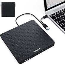 ORIGBELIE External CD DVD Drive for Laptop, USB 3.0 Type-C 13mm DVD Player | Ultra Slim Portable CD DVD +/-RW Drive CD Burner Reader Writer Recorder for Desktop PC Windows 11/10/8/7 Linux Mac OS (Black)
