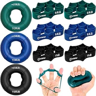 FitBeast Grip Strength Trainer, Finger Exerciser, Forearm Strengthener 9-Piece Kit, Hand Grip Strengthener Targeted Strength, Relief & Recovery