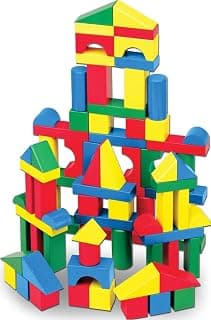 Melissa & Doug Wooden Building Blocks, 100-Piece Set of Sorting & Stacking Toys in 4 Colors and 9 Shapes, Classic Toddler Toys for Girls & Boys Ages 2+ - FSC Certified