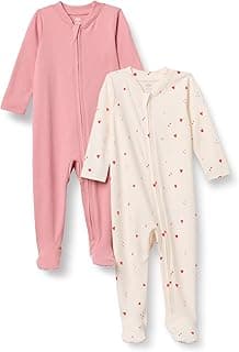 Amazon Essentials x Sofia Grainge Unisex Babies' Cotton Footed Sleep and Play One-piece Bodysuit, Pack of 2