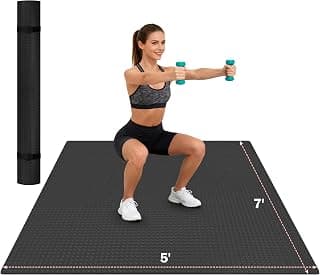 Stepwaver Extra Large Exercise Mat, 6'x4'/ 7'x5'/ 8'x5'/ 9'x5'/10'x5' (6mm) | Non-Slip, Ultra Durable, Shoes-Friendly, High-Density, Thick Workout Mat for Home Gym, Cardio, Jump Rope, MMA, Weights