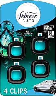 Febreze Car Air Freshener, Odor-Fighting Automotive Vent Clip, Scented Car Accessories, Long Lasting for Strong Odors, Unstopables Fresh Scent, .07 fl oz, 4 Count