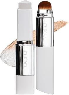 ELROEL Blanc Cover Cream Stick V White - Korean Color-Changing Foundation Stick with Volufiline - Medium to Full Coverage Dewy Finish Base Makeup - Dual-Ended with Detachable Brush (202 Natural)