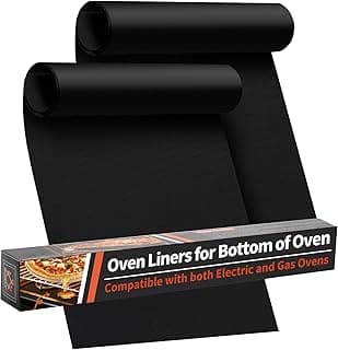 Oven Liners for Bottom of Oven - 2 Pack Large Heavy Duty Oven Mats, 17"x 25" Reusable Matt Liner for Electric, Gas, Toaster Ovens & Grills, BPA & PFOA Free, Kitchen Essentials, Black