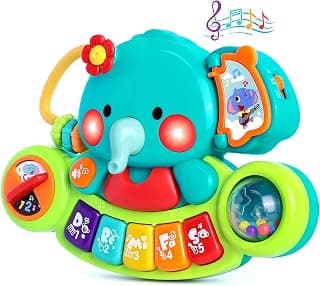 Baby Piano Toys 6-12 Months, Elephant Piano Keyboard Newborn & Infant Toys