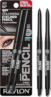 Revlon ColorStay Pencil Waterproof Eyeliner, 201 Black, 2 pack