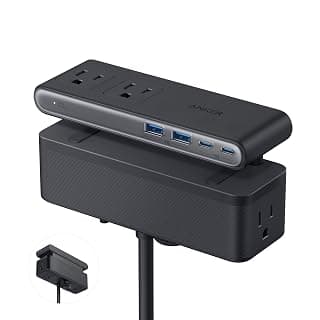 Anker Nano Power Strip, Desk Clamp, 70W Max, 1500J Surge Protector, 2 USB C | 6AC, Extension Cord, Outlet Extender Desk Organizer Gaming Accessories Home Office Essentials, Fit 0.6~1.8'' Tabletop Edge