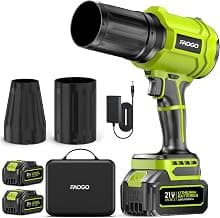 990,000 RPM Cordless Leaf Blower with 2 Batteries & Charger - Electric Handheld Blower, Lightweight, Double Run Time for Lawn, Yard, Patio, Garden Cleaning Green 1