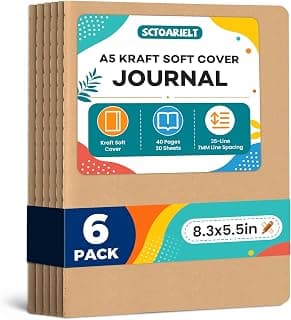6 Pack A5 Kraft Journal Notebooks Bulk, Lined Travel Journal