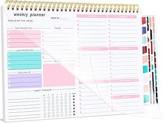 Thboxes Weekly Desk Planner, 8.5x11 In To Do List Notepad, 52 Sheets, Pink | Productivity Organizer, Work from Home Essentials, Undated Tear Off Pages, Office, College, School, Student and Teacher Gifts