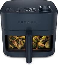Chefman Crispinator Air Fryer 7-in-1 with 8 Qt Capacity, 450°F Max Temp & TurboFry Pro Technology for Fast, Even Results, Bake, Broil, Dehydrate, Viewing Window, Nonstick Ceramic-Coated Basket