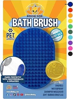 Bodhi Dog Shampoo Brush - Pet Grooming & Bath Supplies for Dogs and Cats - Bath Brush for Long & Short Hair - Premium Scrubber for Shower, Showerhead, Sprayer & Bathing (One Pack, Blue)