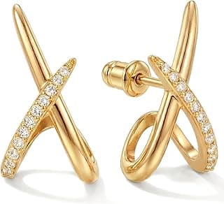 Gold Earrings for Women Trendy,14K Gold Stud Earrings Dainty Earrings Simple Minimalist Cubic Zirconia Diamond Gold Earrings Hypoallergenic Earring for Women Gifts