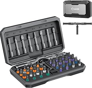 Saker 42 in 1 Magnetic Screwdriver Set Multi Bit Free Combination Ratchet Screwdriver Set Portable Repair Tool Kit for Gifts, Furniture, Computer, Bicycle and DIY Grey